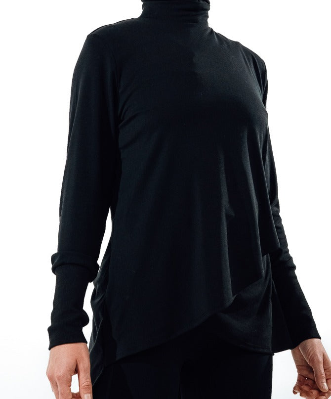 Crossover Long Sleeve Active Top - Black