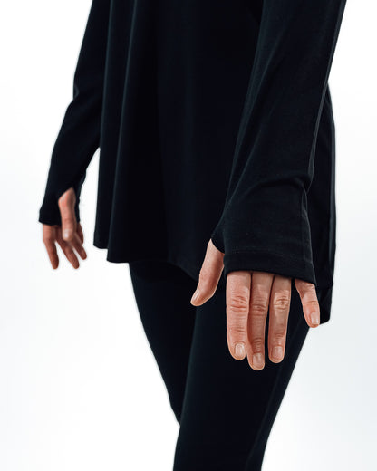 High-Neck Modest Workout Top - Grey