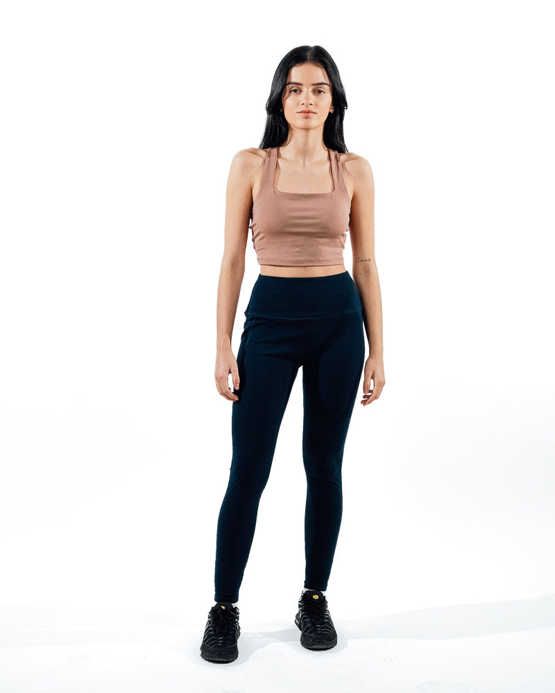 High-Waisted Leggings - Navy Slash End