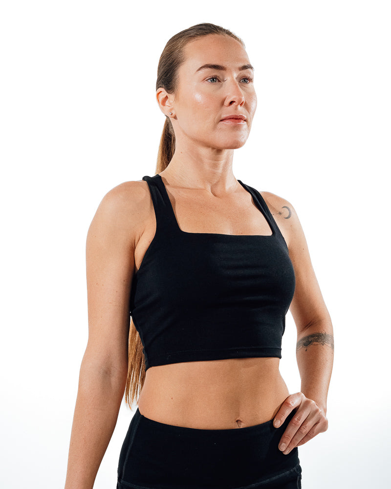 Cross Back Sports Bra - Black