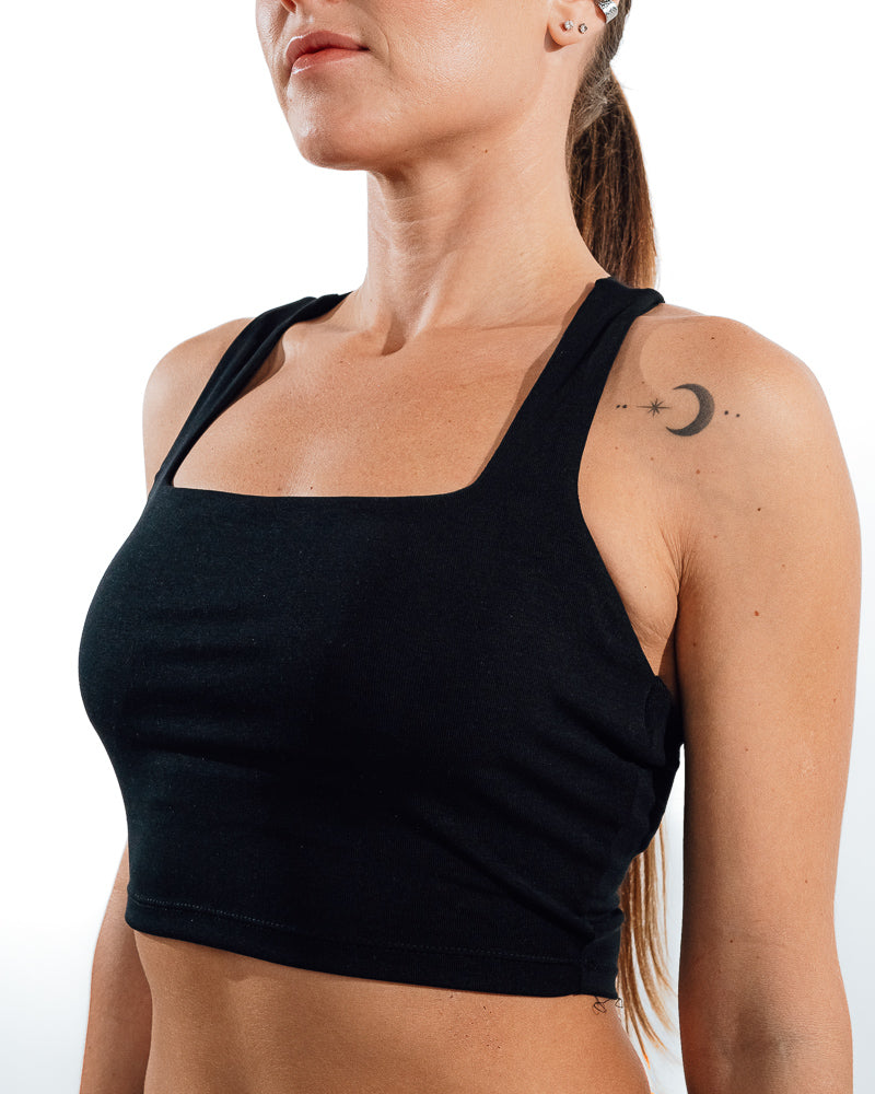 Cross Back Sports Bra - Black
