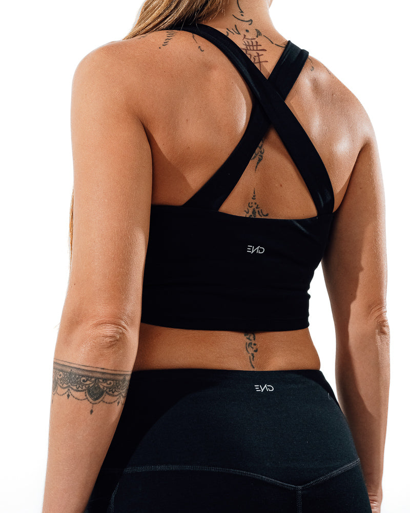 Cross Back Sports Bra - Black