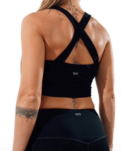 Cross Back Sports Bra - Black