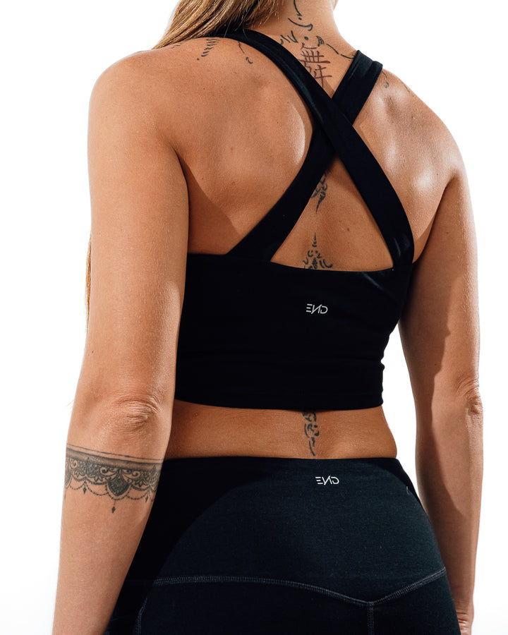 Cross Back Sports Bra - Black