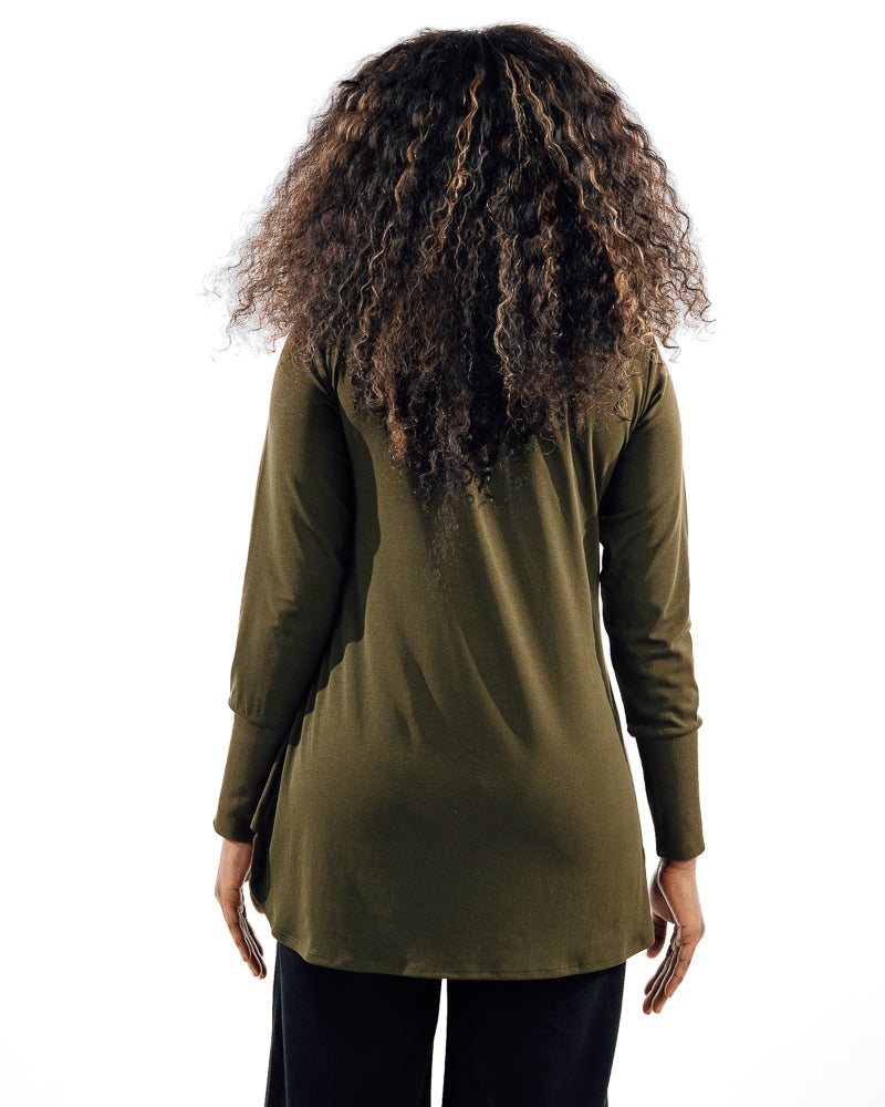Crossover Long Sleeve Active Top - Olive green