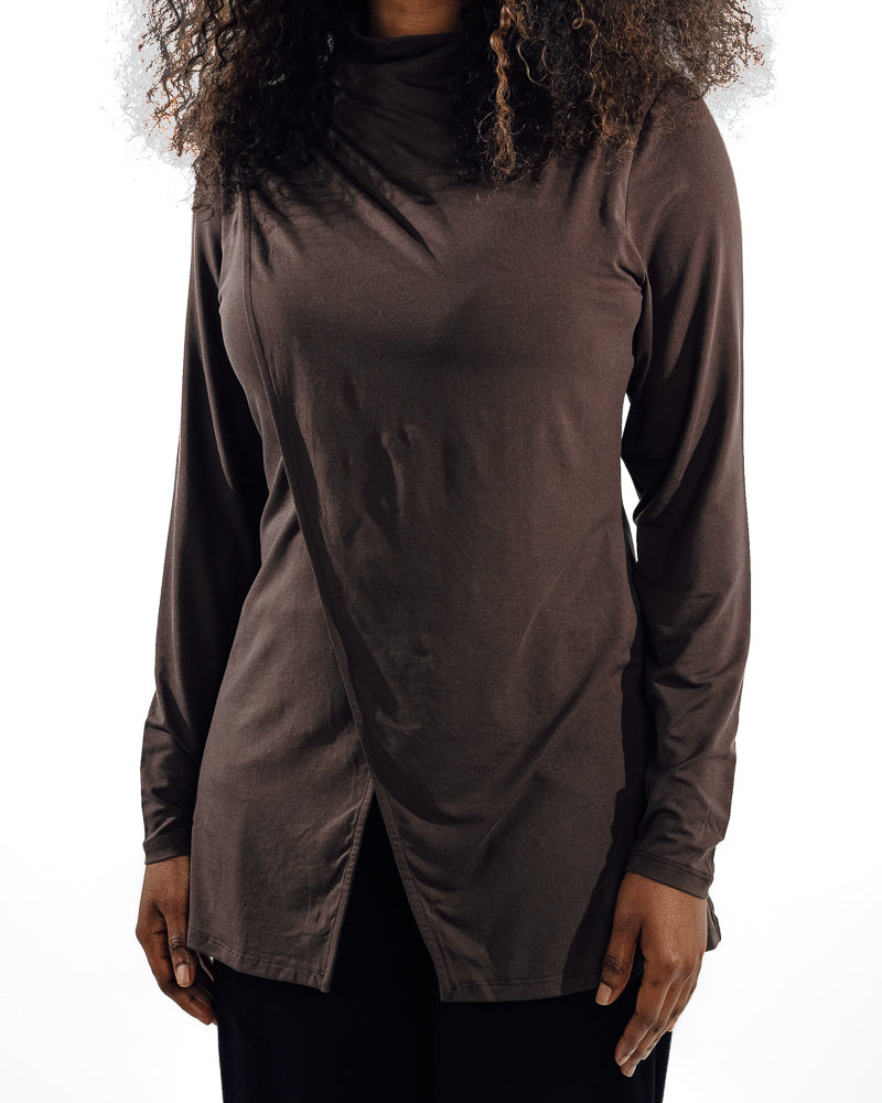 Asymmetric Workout Top - Brown