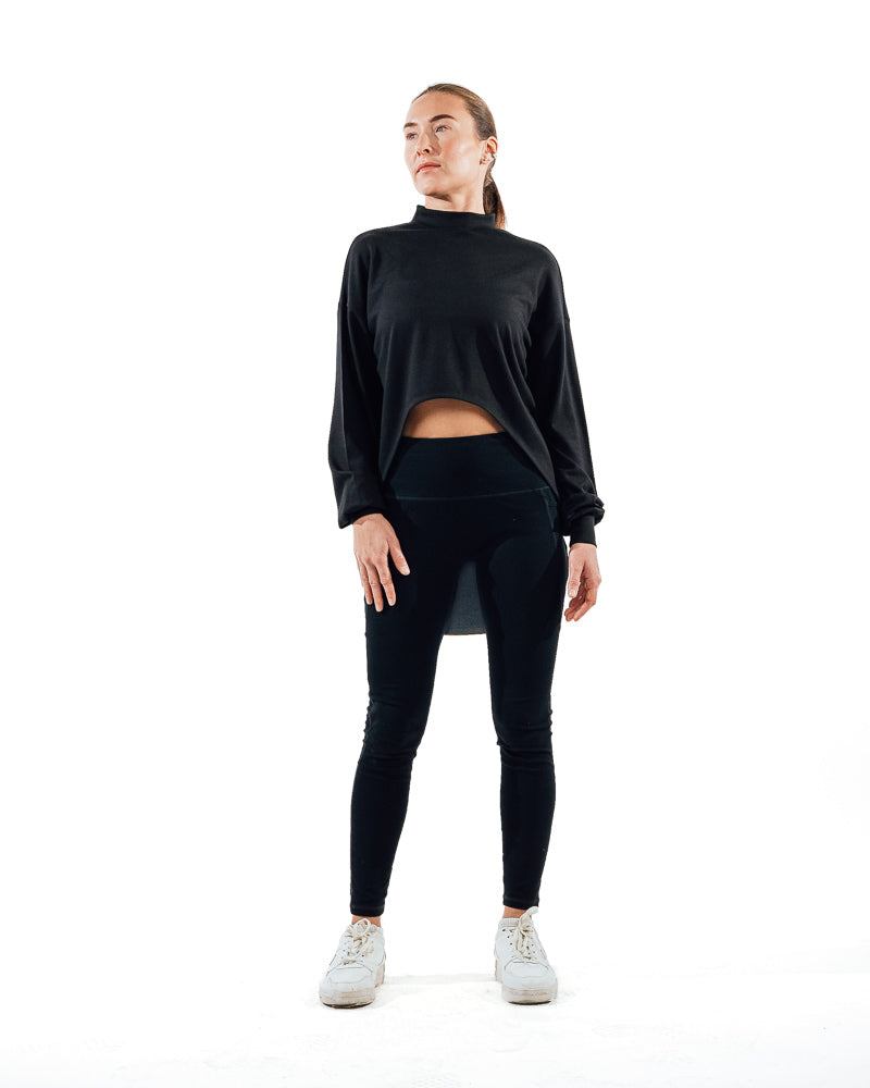 Cropped Workout Top - Black