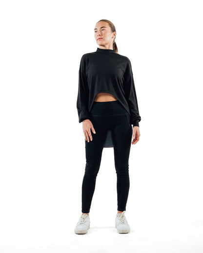 Cropped Workout Top - Black