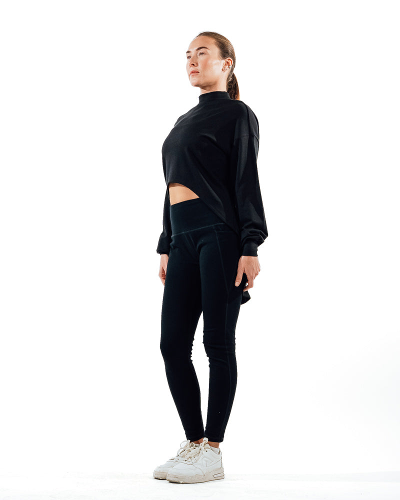 Cropped Workout Top - Black