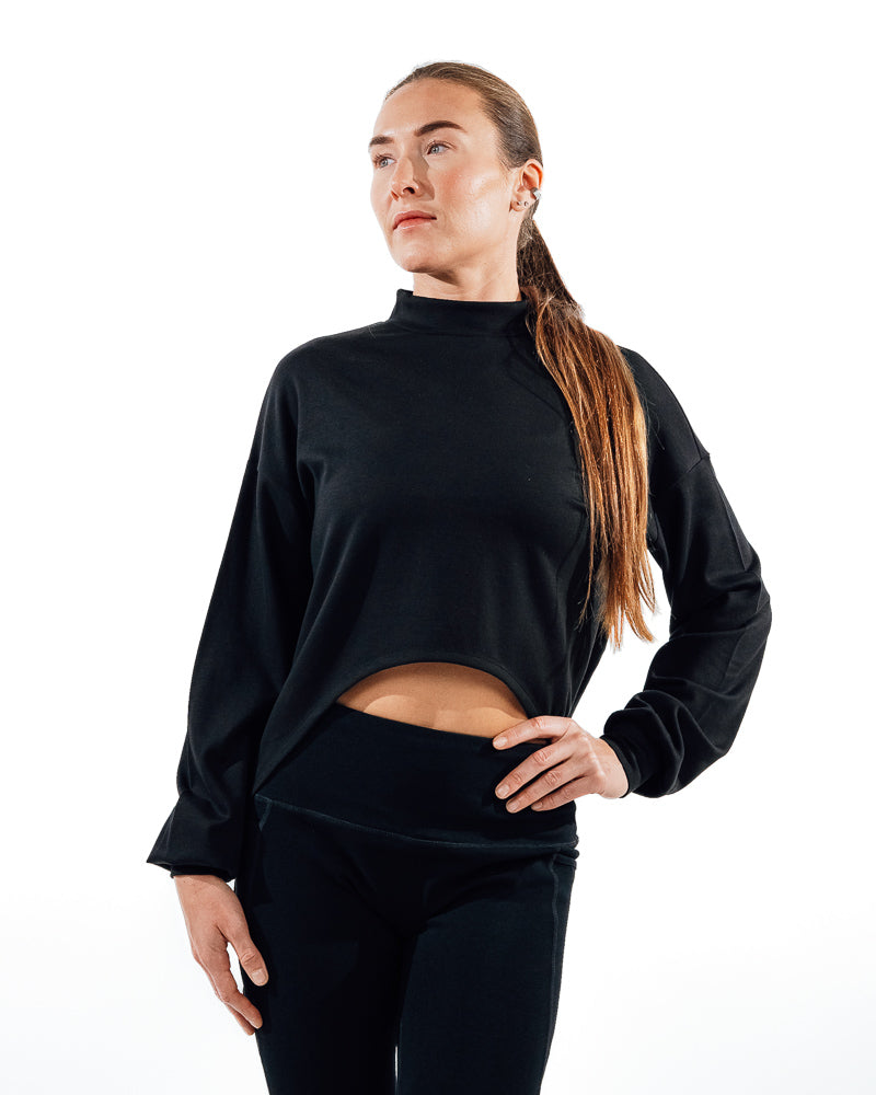 Cropped Workout Top - Black