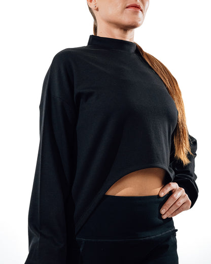 Cropped Workout Top - Black