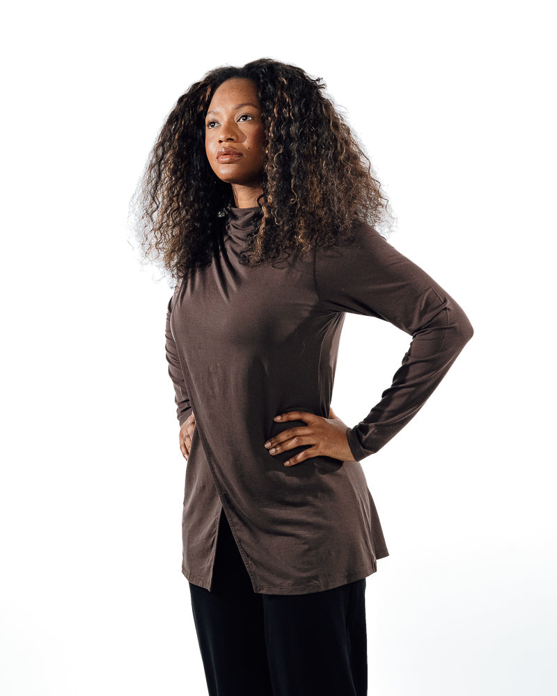 Asymmetric Workout Top - Brown