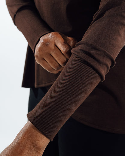 Crossover Long Sleeve Active Top - Brown