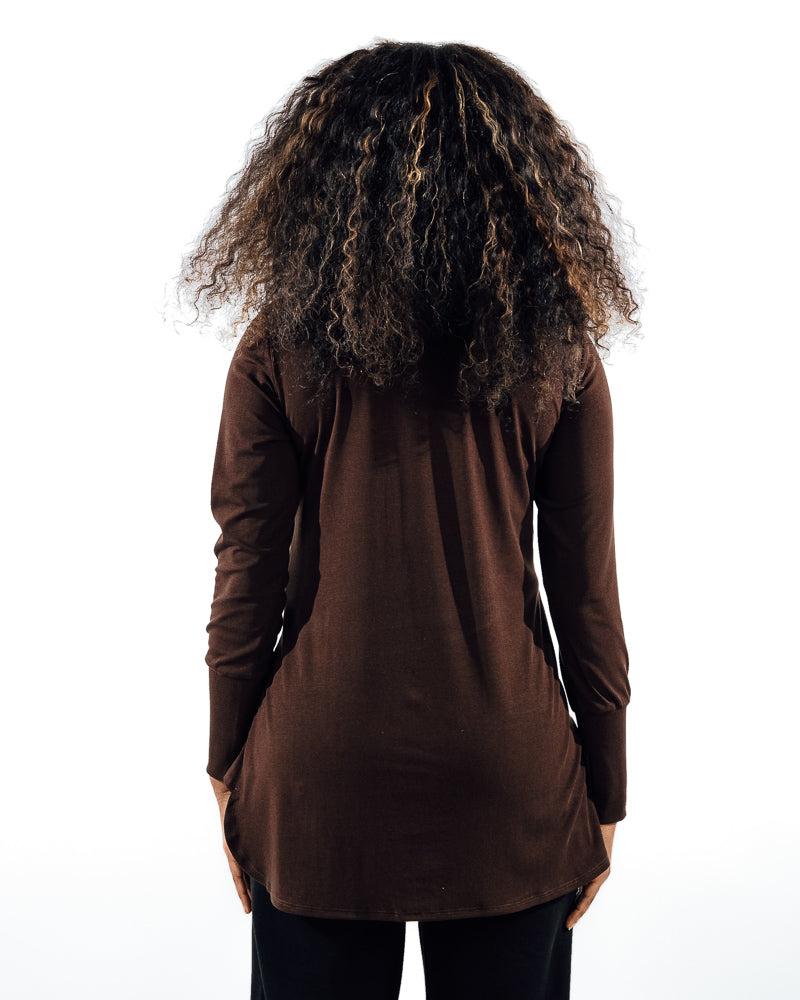 Crossover Long Sleeve Active Top - Brown
