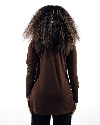 Crossover Long Sleeve Active Top - Brown