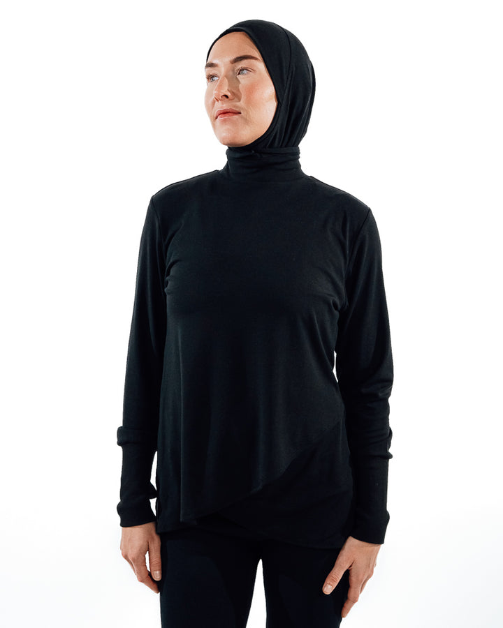 Crossover Long Sleeve Active Top - Black
