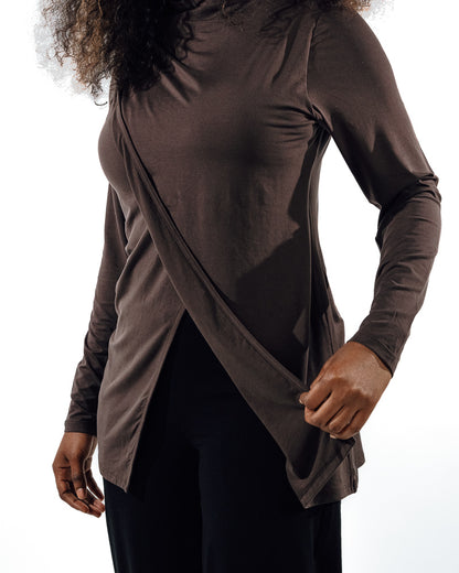 Asymmetric Workout Top - Brown