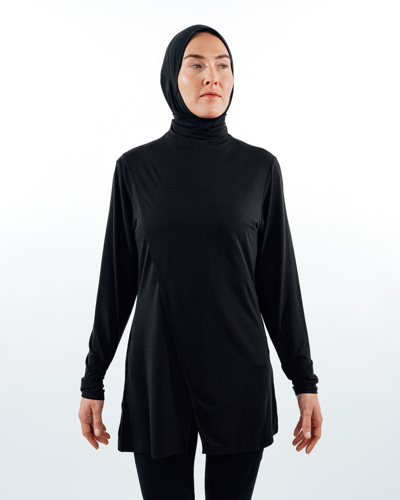 Asymmetric Workout Top - Black