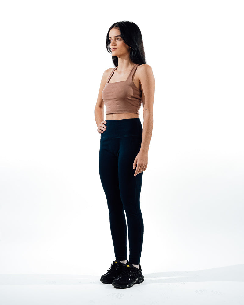 High-Waisted Leggings - Navy Slash End
