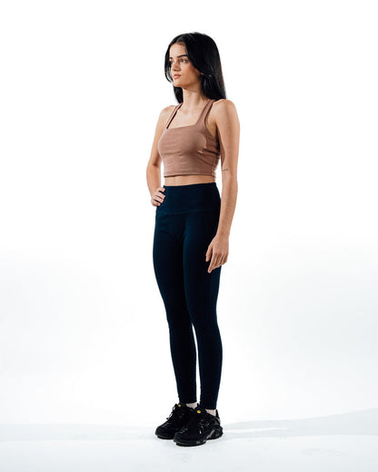 High-Waisted Leggings - Navy Slash End