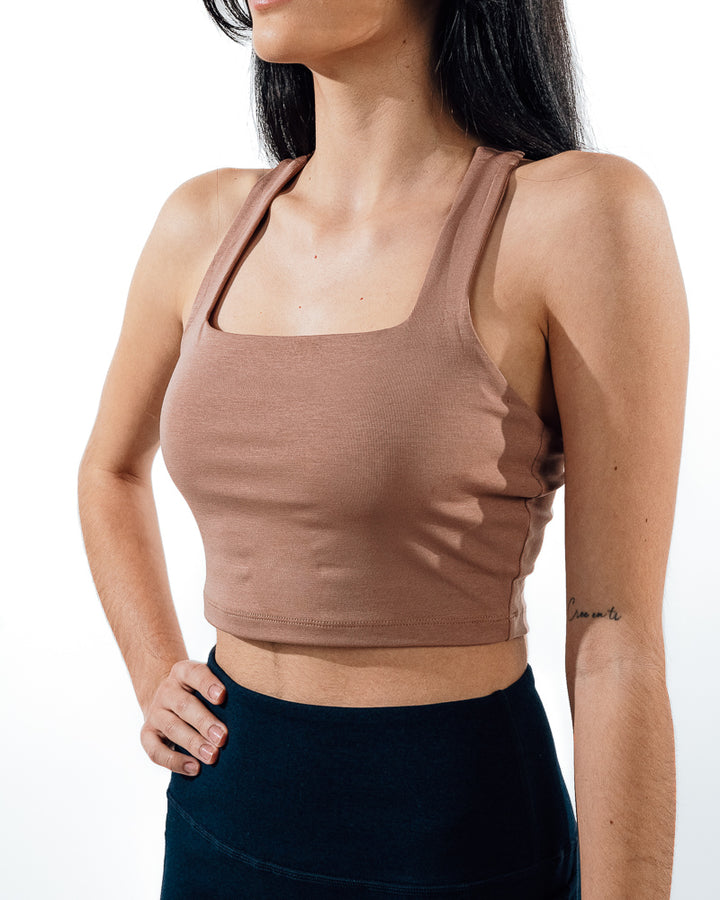 Cross Back Sports Bra - Peach