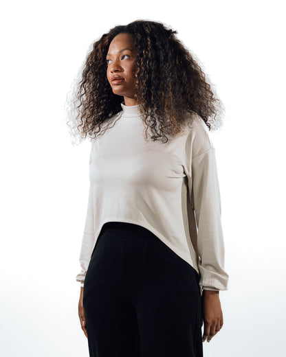 Cropped Workout Top - Beige