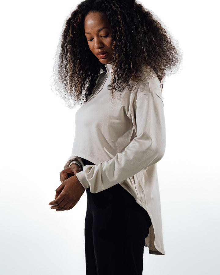 Cropped Workout Top - Beige