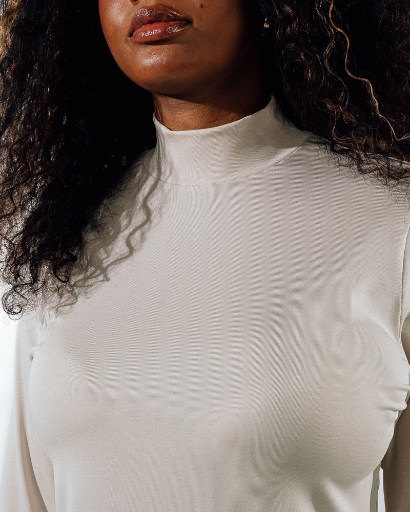 High-Neck Modest Workout Top - Grey