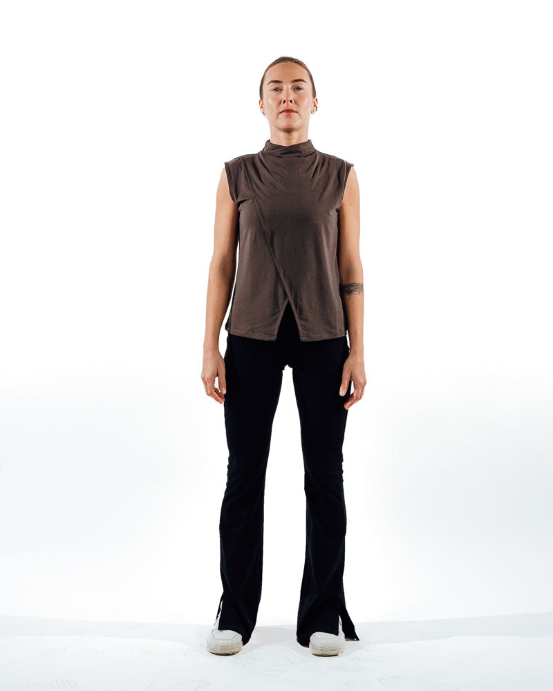 Sleeveless Workout Top - Brown