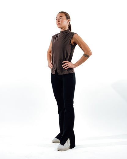 Sleeveless Workout Top - Brown