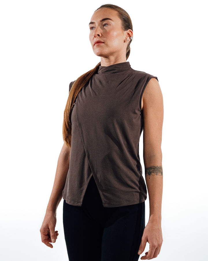 Sleeveless Workout Top - Brown