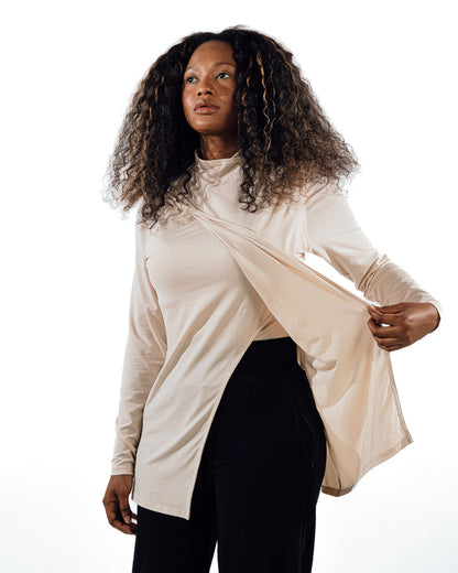 Asymmetric Workout Top - Beige