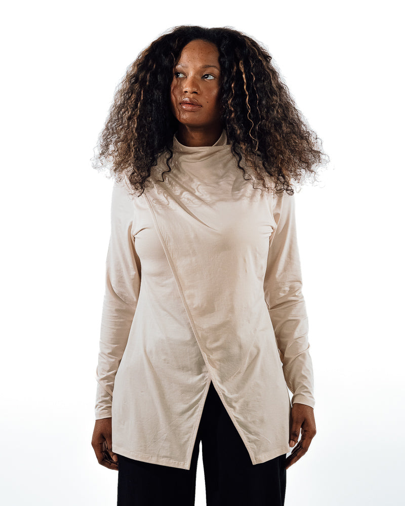 Asymmetric Workout Top - Beige