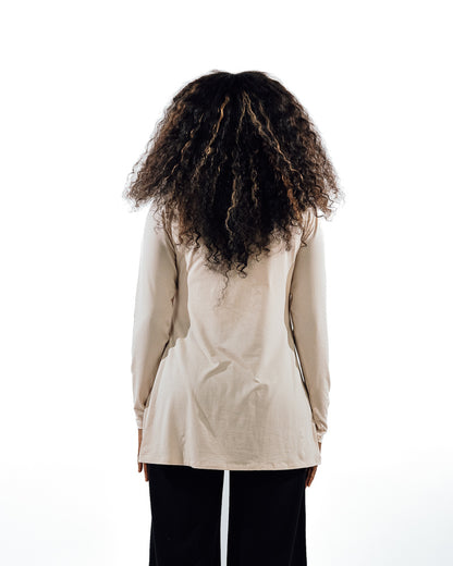 Asymmetric Workout Top - Beige