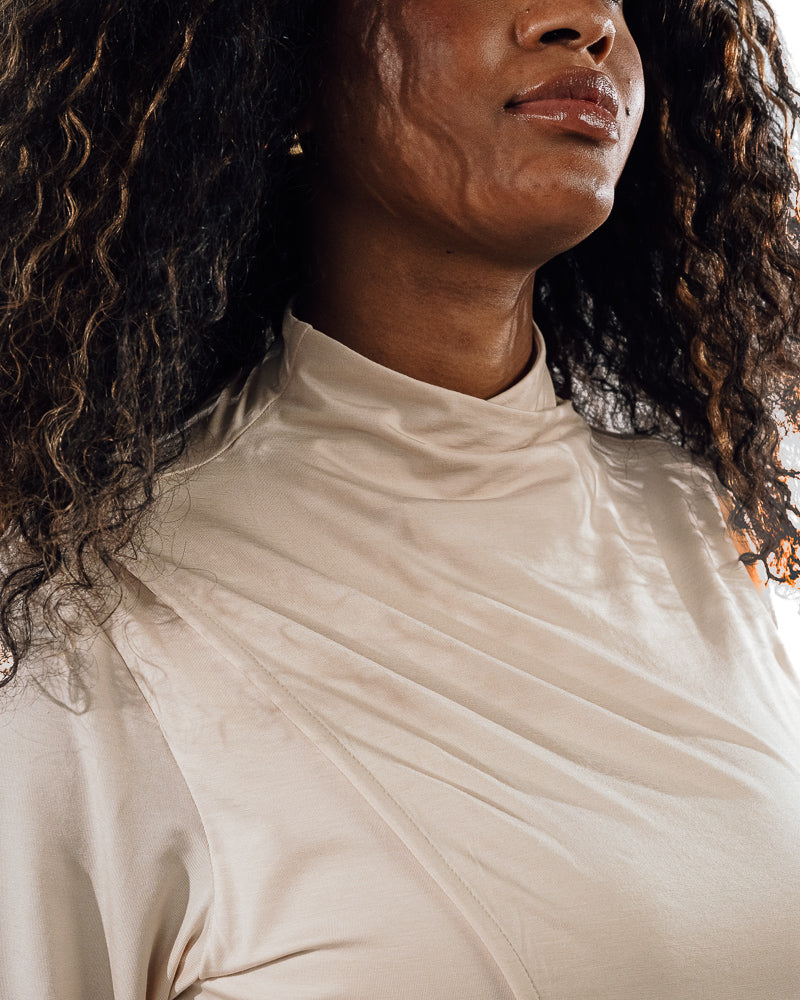 Asymmetric Workout Top - Beige