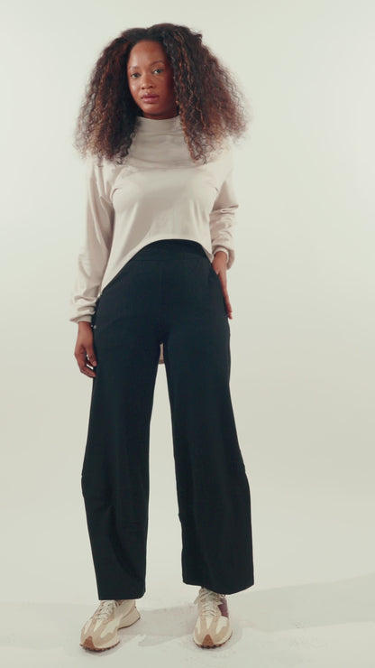 Wide-Leg Workout Pants - Navy