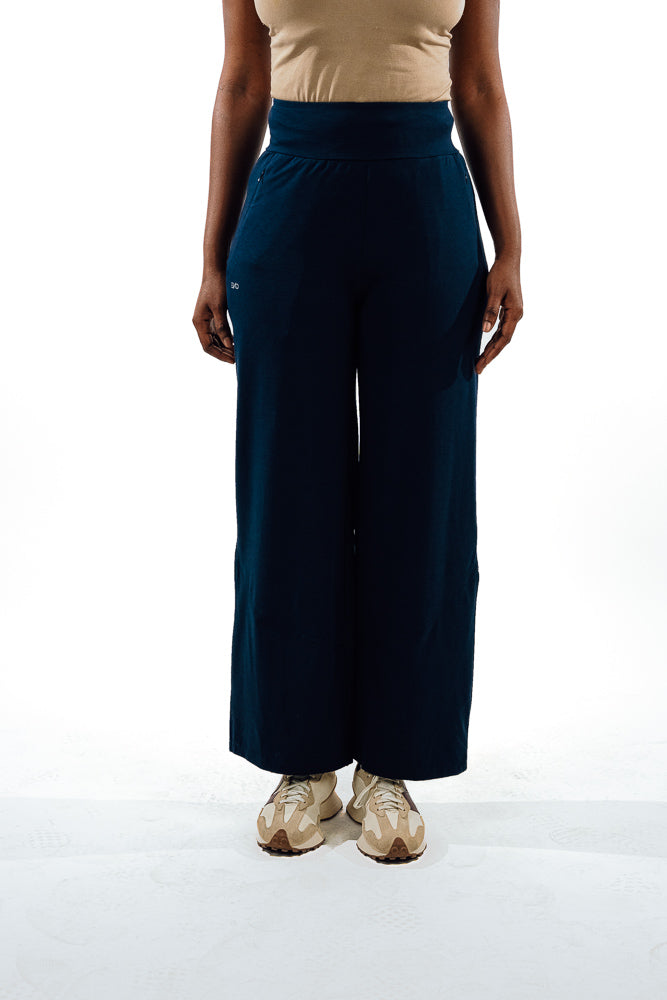Wide-Leg Workout Pants - Navy