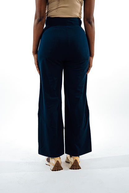 Wide-Leg Workout Pants - Navy